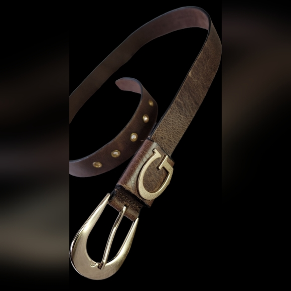 SALE M Genuine Leather Guess Belt Gold Hardware Sz M - Picture 8 of 16